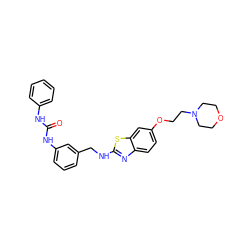 O=C(Nc1ccccc1)Nc1cccc(CNc2nc3ccc(OCCN4CCOCC4)cc3s2)c1 ZINC001772607646