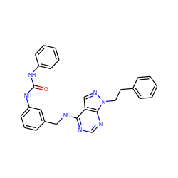 O=C(Nc1ccccc1)Nc1cccc(CNc2ncnc3c2cnn3CCc2ccccc2)c1 ZINC000103253440