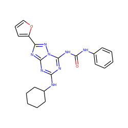 O=C(Nc1ccccc1)Nc1nc(NC2CCCCC2)nc2nc(-c3ccco3)nn12 ZINC000653759956