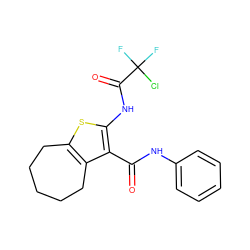 O=C(Nc1ccccc1)c1c(NC(=O)C(F)(F)Cl)sc2c1CCCCC2 ZINC001772571859