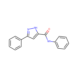 O=C(Nc1ccccc1)c1cc(-c2ccccc2)n[nH]1 ZINC000000268794