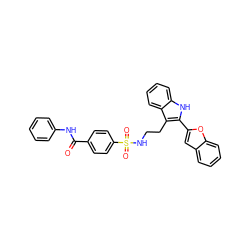 O=C(Nc1ccccc1)c1ccc(S(=O)(=O)NCCc2c(-c3cc4ccccc4o3)[nH]c3ccccc23)cc1 ZINC000014978413