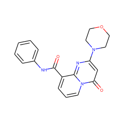 O=C(Nc1ccccc1)c1cccn2c(=O)cc(N3CCOCC3)nc12 ZINC000473132699