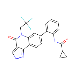 O=C(Nc1ccccc1-c1ccc2c3n[nH]cc3c(=O)n(CC(F)(F)F)c2c1)C1CC1 ZINC001772593224