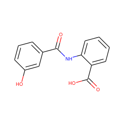 O=C(Nc1ccccc1C(=O)O)c1cccc(O)c1 ZINC000021963831