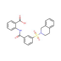 O=C(Nc1ccccc1C(=O)O)c1cccc(S(=O)(=O)N2CCc3ccccc3C2)c1 ZINC000013261360