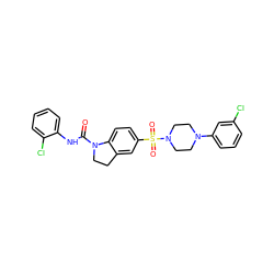 O=C(Nc1ccccc1Cl)N1CCc2cc(S(=O)(=O)N3CCN(c4cccc(Cl)c4)CC3)ccc21 ZINC000118514159