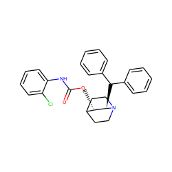 O=C(Nc1ccccc1Cl)O[C@H]1C2CCN(CC2)[C@@H]1C(c1ccccc1)c1ccccc1 ZINC000034631117