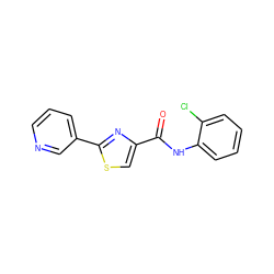 O=C(Nc1ccccc1Cl)c1csc(-c2cccnc2)n1 ZINC000000172365