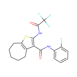 O=C(Nc1ccccc1F)c1c(NC(=O)C(F)(F)F)sc2c1CCCCC2 ZINC001772625223