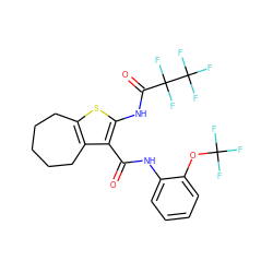 O=C(Nc1ccccc1OC(F)(F)F)c1c(NC(=O)C(F)(F)C(F)(F)F)sc2c1CCCCC2 ZINC001772643046