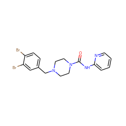 O=C(Nc1ccccn1)N1CCN(Cc2ccc(Br)c(Br)c2)CC1 ZINC000200261038