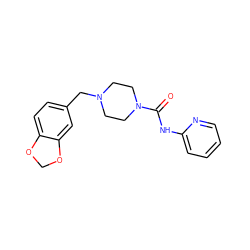 O=C(Nc1ccccn1)N1CCN(Cc2ccc3c(c2)OCO3)CC1 ZINC000048348516