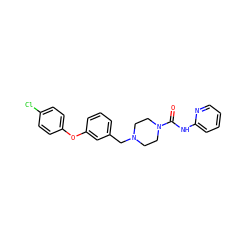 O=C(Nc1ccccn1)N1CCN(Cc2cccc(Oc3ccc(Cl)cc3)c2)CC1 ZINC000095552052