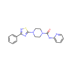 O=C(Nc1ccccn1)N1CCN(c2nc(-c3ccccc3)ns2)CC1 ZINC000034837776