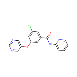 O=C(Nc1ccccn1)c1cc(Cl)cc(Oc2cncnc2)c1 ZINC000096938953