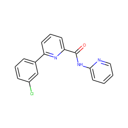 O=C(Nc1ccccn1)c1cccc(-c2cccc(Cl)c2)n1 ZINC000150186304