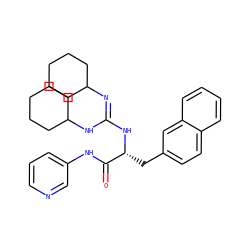 O=C(Nc1cccnc1)[C@@H](Cc1ccc2ccccc2c1)N/C(=N/C1CCCCC1)NC1CCCCC1 ZINC000027185353