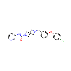 O=C(Nc1cccnc1)N1CC2(CN(Cc3cccc(Oc4ccc(Cl)cc4)c3)C2)C1 ZINC000103260733