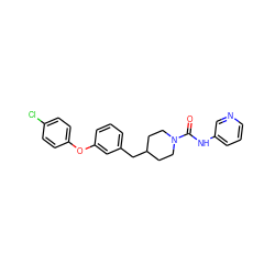 O=C(Nc1cccnc1)N1CCC(Cc2cccc(Oc3ccc(Cl)cc3)c2)CC1 ZINC000653826106