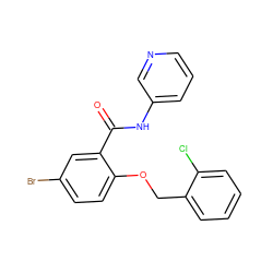 O=C(Nc1cccnc1)c1cc(Br)ccc1OCc1ccccc1Cl ZINC000001102676