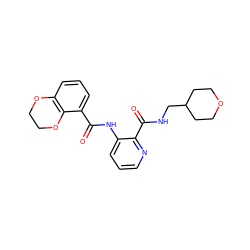 O=C(Nc1cccnc1C(=O)NCC1CCOCC1)c1cccc2c1OCCO2 ZINC000095594232