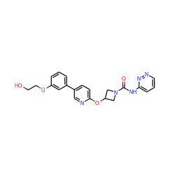 O=C(Nc1cccnn1)N1CC(Oc2ccc(-c3cccc(OCCO)c3)cn2)C1 ZINC000114003534