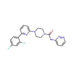 O=C(Nc1cccnn1)N1CCN(c2cccc(-c3ccc(F)cc3F)n2)CC1 ZINC000103267354