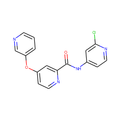 O=C(Nc1ccnc(Cl)c1)c1cc(Oc2cccnc2)ccn1 ZINC000167362999