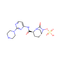 O=C(Nc1ccnc(N2CCNCC2)n1)[C@@H]1CC[C@@H]2CN1C(=O)N2OS(=O)(=O)O ZINC000096168638