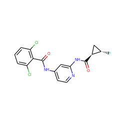 O=C(Nc1ccnc(NC(=O)[C@H]2C[C@@H]2F)c1)c1c(Cl)cccc1Cl ZINC000096928698