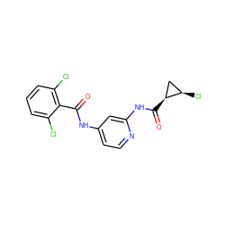 O=C(Nc1ccnc(NC(=O)[C@H]2C[C@H]2Cl)c1)c1c(Cl)cccc1Cl ZINC000096928700