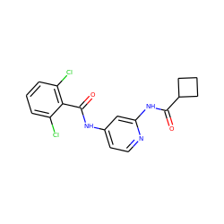 O=C(Nc1ccnc(NC(=O)C2CCC2)c1)c1c(Cl)cccc1Cl ZINC000096282830