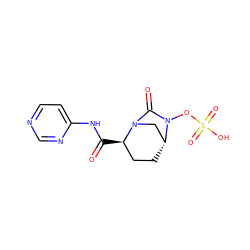 O=C(Nc1ccncn1)[C@@H]1CC[C@@H]2CN1C(=O)N2OS(=O)(=O)O ZINC000096168637