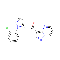 O=C(Nc1ccnn1-c1ccccc1Cl)c1cnn2cccnc12 ZINC000169107843