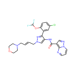 O=C(Nc1cn(C/C=C/CN2CCOCC2)nc1-c1cc(Cl)ccc1OC(F)F)c1cnn2cccnc12 ZINC001772579039