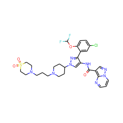 O=C(Nc1cn(C2CCN(CCCN3CCS(=O)(=O)CC3)CC2)nc1-c1cc(Cl)ccc1OC(F)F)c1cnn2cccnc12 ZINC001772573398