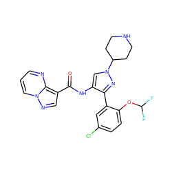 O=C(Nc1cn(C2CCNCC2)nc1-c1cc(Cl)ccc1OC(F)F)c1cnn2cccnc12 ZINC001772585033