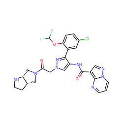 O=C(Nc1cn(CC(=O)N2C[C@@H]3CCN[C@@H]3C2)nc1-c1cc(Cl)ccc1OC(F)F)c1cnn2cccnc12 ZINC001772585497