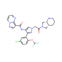 O=C(Nc1cn(CC(=O)N2C[C@H]3CCCN[C@H]3C2)nc1-c1cc(Cl)ccc1OC(F)F)c1cnn2cccnc12 ZINC001772641450