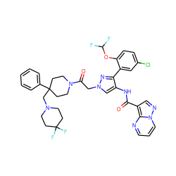 O=C(Nc1cn(CC(=O)N2CCC(CN3CCC(F)(F)CC3)(c3ccccc3)CC2)nc1-c1cc(Cl)ccc1OC(F)F)c1cnn2cccnc12 ZINC001772600461