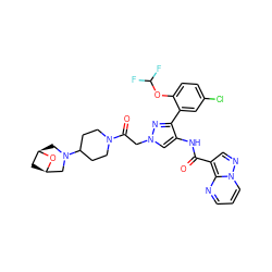 O=C(Nc1cn(CC(=O)N2CCC(N3C[C@@H]4C[C@H](C3)O4)CC2)nc1-c1cc(Cl)ccc1OC(F)F)c1cnn2cccnc12 ZINC001772632644