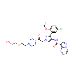 O=C(Nc1cn(CC(=O)N2CCN(CCOCCO)CC2)nc1-c1cc(Cl)ccc1OC(F)F)c1cnn2cccnc12 ZINC001772611148