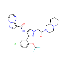 O=C(Nc1cn(CC(=O)N2CCN3CCCC[C@@H]3C2)nc1-c1cc(Cl)ccc1OC(F)F)c1cnn2cccnc12 ZINC001772631254