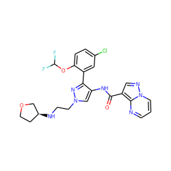 O=C(Nc1cn(CCN[C@H]2CCOC2)nc1-c1cc(Cl)ccc1OC(F)F)c1cnn2cccnc12 ZINC001772629308