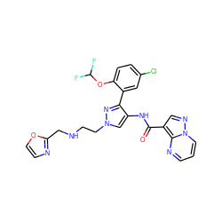 O=C(Nc1cn(CCNCc2ncco2)nc1-c1cc(Cl)ccc1OC(F)F)c1cnn2cccnc12 ZINC001772621237