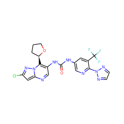 O=C(Nc1cnc(-n2nccn2)c(C(F)(F)F)c1)Nc1cnc2cc(Cl)nn2c1[C@H]1CCCO1 ZINC000653878763