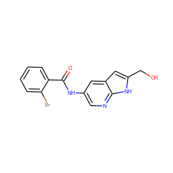 O=C(Nc1cnc2[nH]c(CO)cc2c1)c1ccccc1Br ZINC000140332787