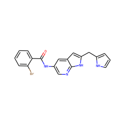 O=C(Nc1cnc2[nH]c(Cc3ccc[nH]3)cc2c1)c1ccccc1Br ZINC000068245480