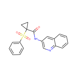 O=C(Nc1cnc2ccccc2c1)C1(S(=O)(=O)c2ccccc2)CC1 ZINC000040880861